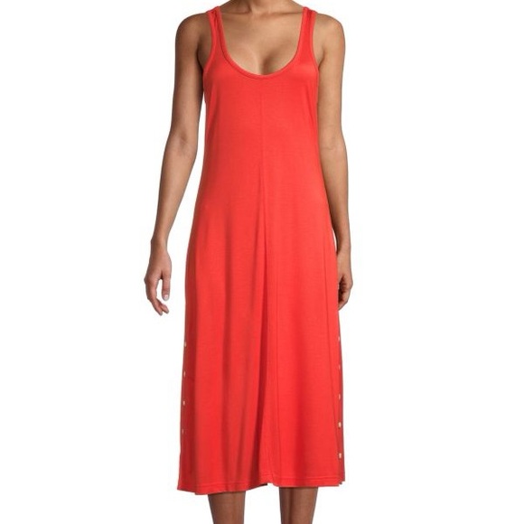 RAG & BONE orange button tank dress- minimal summer breezy midi - Picture 3 of 6